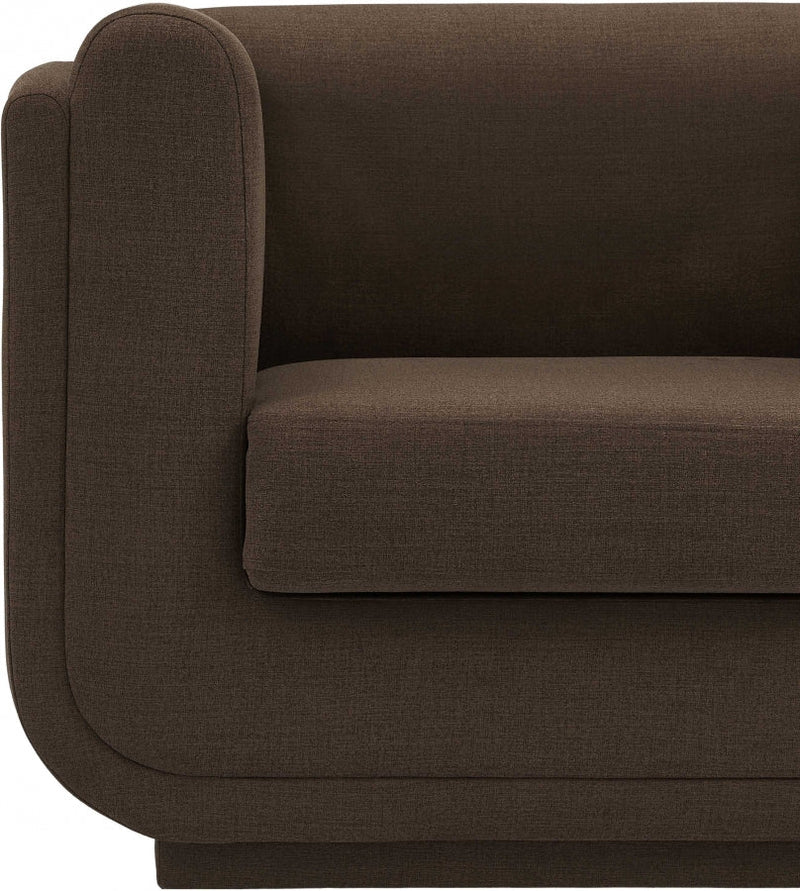 Kimora 86.5" Linen Textured Fabric Upholstered Sofa in Brown - 151Brown-S