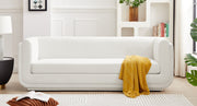 Kimora 86.5" Linen Textured Fabric Upholstered Sofa in Cream - 151Cream-S