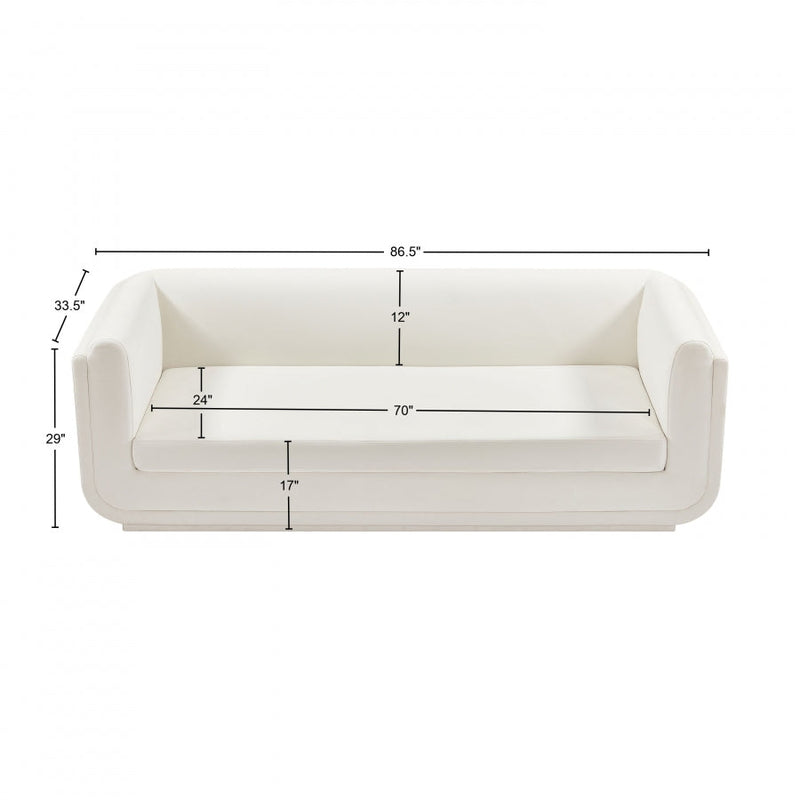 Kimora 86.5" Linen Textured Fabric Upholstered Sofa in Cream - 151Cream-S