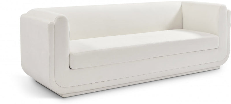 Kimora 86.5" Linen Textured Fabric Upholstered Sofa in Cream - 151Cream-S