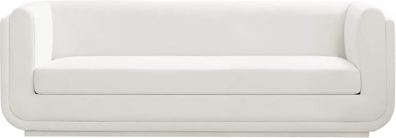 Kimora 86.5" Linen Textured Fabric Upholstered Sofa in Cream - 151Cream-S