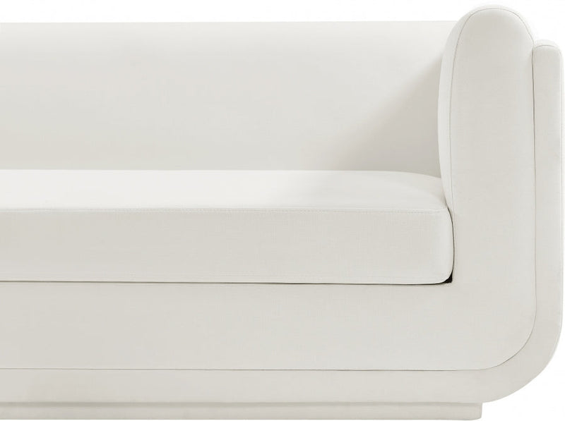 Kimora 86.5" Linen Textured Fabric Upholstered Sofa in Cream - 151Cream-S
