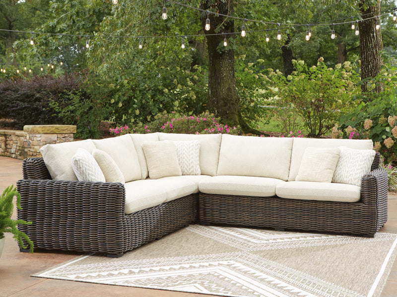 Kimora Beige/Dark Brown 3-Piece Outdoor Sectional - P711P1