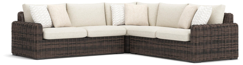 Kimora Beige/Dark Brown 3-Piece Outdoor Sectional - P711P1