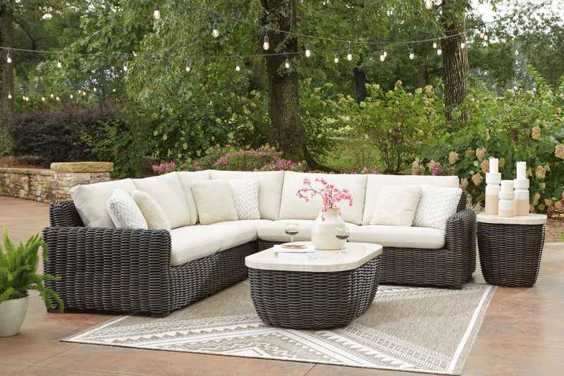 Kimora Beige/Dark Brown 3-Piece Outdoor Sectional - P711P1