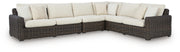 Kimora Beige/Dark Brown 4-Piece Outdoor Sectional - P711P2