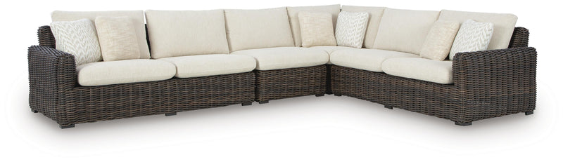 Kimora Beige/Dark Brown 4-Piece Outdoor Sectional - P711P2