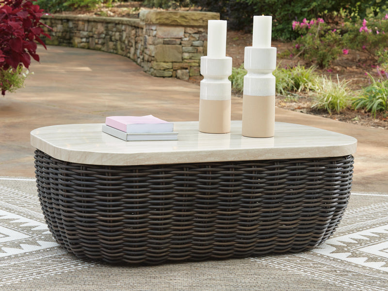 Kimora Beige/Dark Brown Outdoor Coffee Table - P711-701