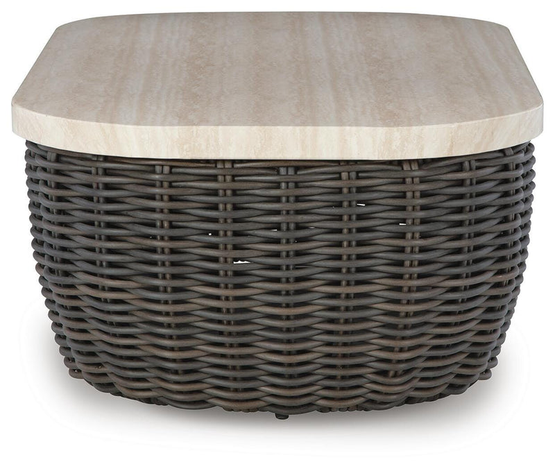 Kimora Beige/Dark Brown Outdoor Coffee Table - P711-701