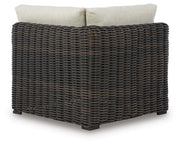 Kimora Beige/Dark Brown Outdoor Corner Chair with Cushion - P711-877