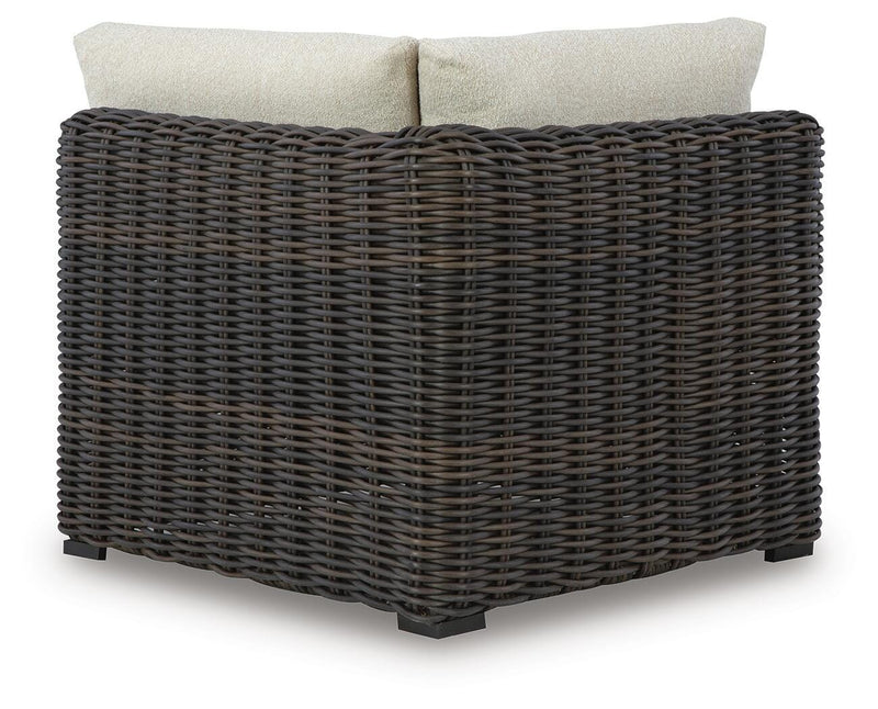 Kimora Beige/Dark Brown Outdoor Corner Chair with Cushion - P711-877