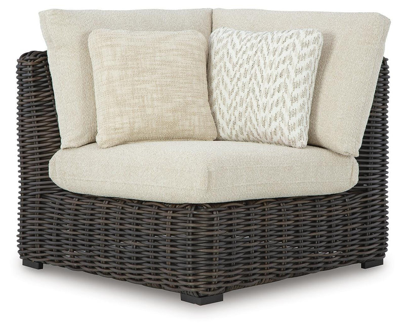 Kimora Beige/Dark Brown Outdoor Corner Chair with Cushion - P711-877
