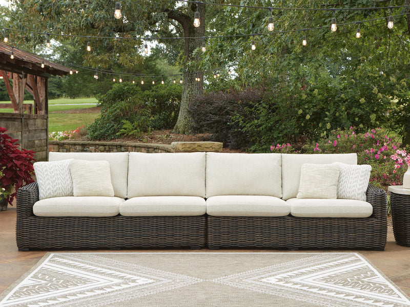 Kimora Beige/Dark Brown Outdoor Right and Left-arm Facing Loveseat with Cushion (Set of 2) - P711-854