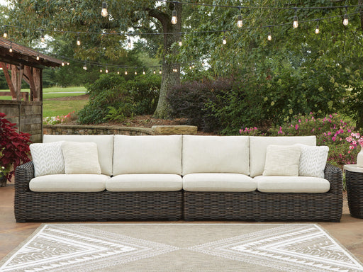 Kimora Beige/Dark Brown Outdoor Right and Left-arm Facing Loveseat with Cushion (Set of 2) - P711-854