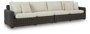 Kimora Beige/Dark Brown Outdoor Right and Left-arm Facing Loveseat with Cushion (Set of 2) - P711-854
