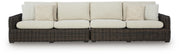 Kimora Beige/Dark Brown Outdoor Right and Left-arm Facing Loveseat with Cushion (Set of 2) - P711-854