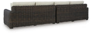 Kimora Beige/Dark Brown Outdoor Right and Left-arm Facing Loveseat with Cushion (Set of 2) - P711-854