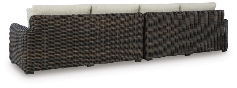 Kimora Beige/Dark Brown Outdoor Right and Left-arm Facing Loveseat with Cushion (Set of 2) - P711-854