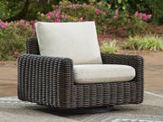 Kimora Beige/Dark Brown Outdoor Swivel Lounge Chair - P711-821
