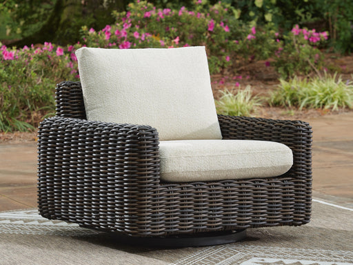 Kimora Beige/Dark Brown Outdoor Swivel Lounge Chair - P711-821
