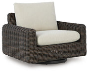 Kimora Beige/Dark Brown Outdoor Swivel Lounge Chair - P711-821