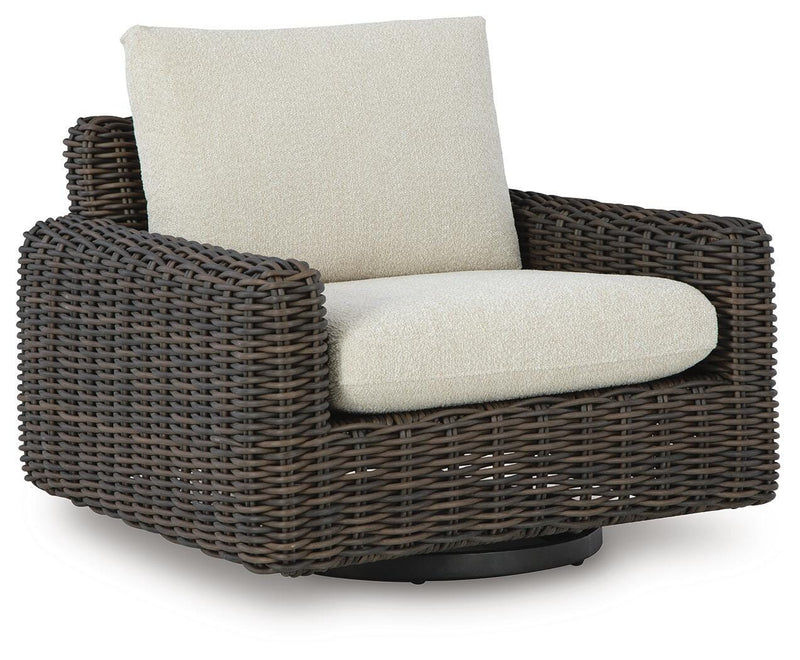 Kimora Beige/Dark Brown Outdoor Swivel Lounge Chair - P711-821