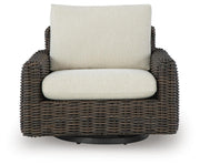 Kimora Beige/Dark Brown Outdoor Swivel Lounge Chair - P711-821