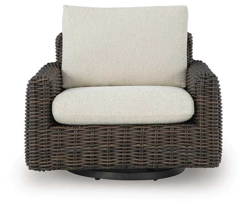 Kimora Beige/Dark Brown Outdoor Swivel Lounge Chair - P711-821