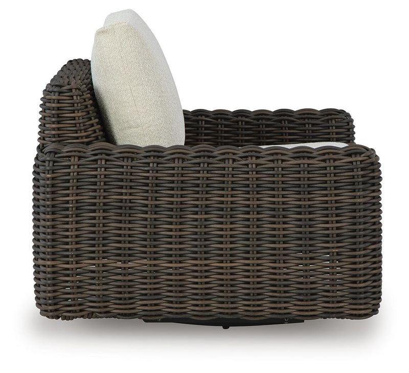Kimora Beige/Dark Brown Outdoor Swivel Lounge Chair - P711-821