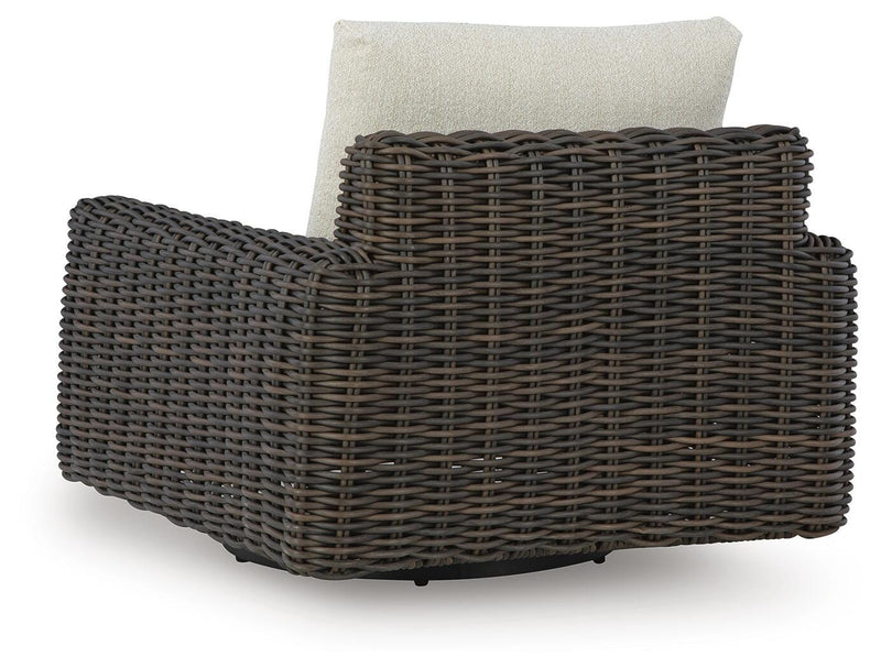 Kimora Beige/Dark Brown Outdoor Swivel Lounge Chair - P711-821