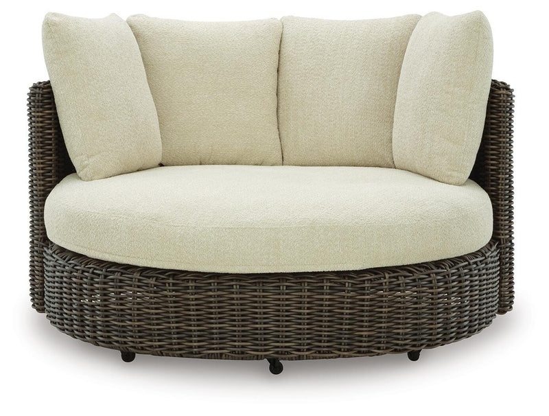Kimora Beige/Dark Brown Outdoor Swivel Lounge Chair with Cushion - P711-810