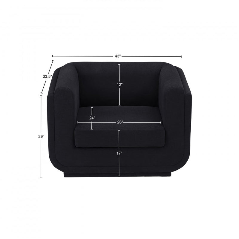 Kimora Linen Textured Fabric Upholstered Chair in Black - 151Black-C