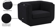 Kimora Linen Textured Fabric Upholstered Chair in Black - 151Black-C