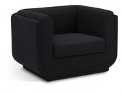 Kimora Linen Textured Fabric Upholstered Chair in Black - 151Black-C