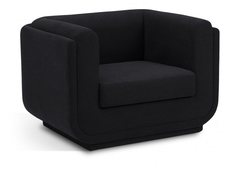 Kimora Linen Textured Fabric Upholstered Chair in Black - 151Black-C