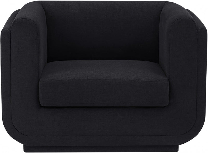 Kimora Linen Textured Fabric Upholstered Chair in Black - 151Black-C