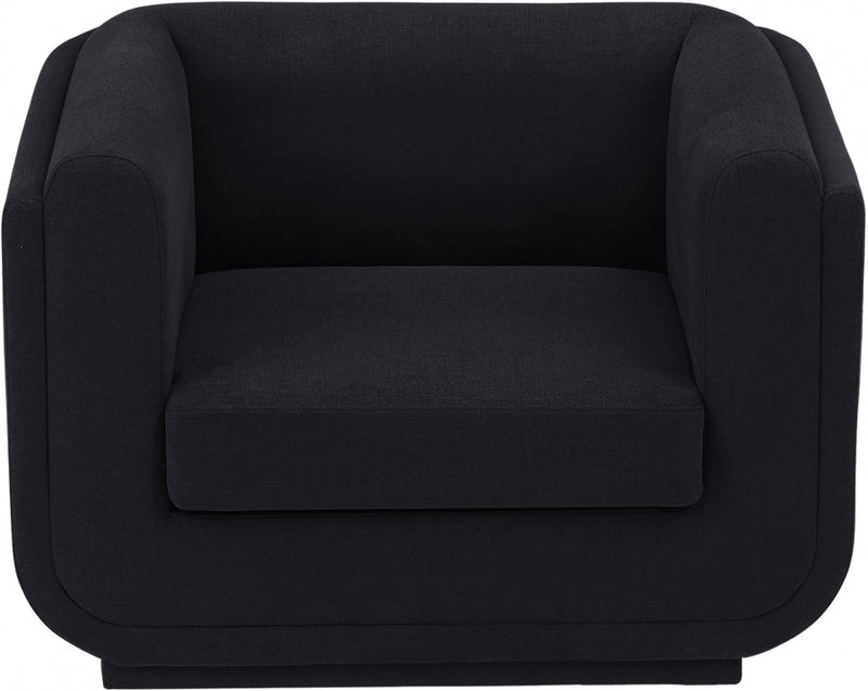 Kimora Linen Textured Fabric Upholstered Chair in Black - 151Black-C