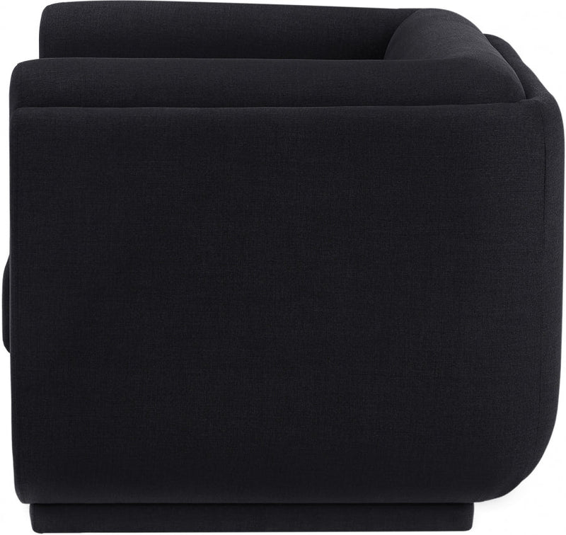 Kimora Linen Textured Fabric Upholstered Chair in Black - 151Black-C