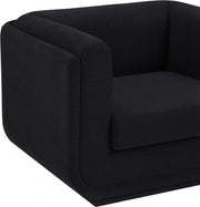 Kimora Linen Textured Fabric Upholstered Chair in Black - 151Black-C