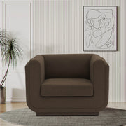 Kimora Linen Textured Fabric Upholstered Chair in Brown - 151Brown-C