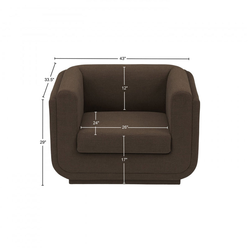 Kimora Linen Textured Fabric Upholstered Chair in Brown - 151Brown-C