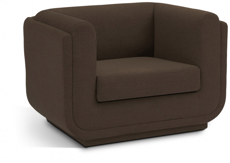 Kimora Linen Textured Fabric Upholstered Chair in Brown - 151Brown-C