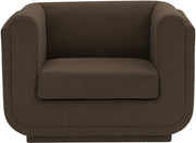 Kimora Linen Textured Fabric Upholstered Chair in Brown - 151Brown-C