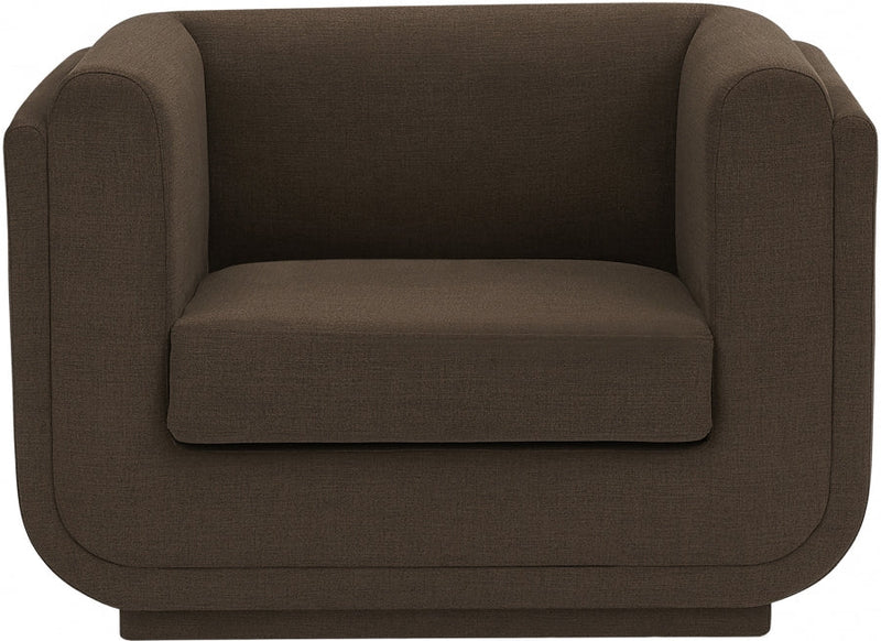 Kimora Linen Textured Fabric Upholstered Chair in Brown - 151Brown-C