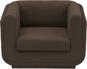 Kimora Linen Textured Fabric Upholstered Chair in Brown - 151Brown-C