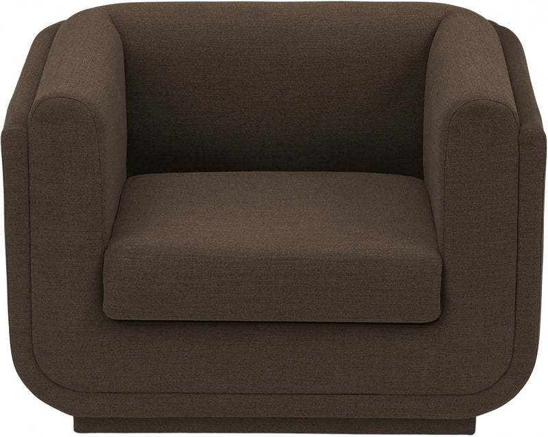 Kimora Linen Textured Fabric Upholstered Chair in Brown - 151Brown-C