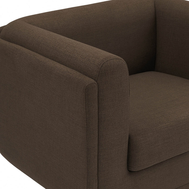 Kimora Linen Textured Fabric Upholstered Chair in Brown - 151Brown-C
