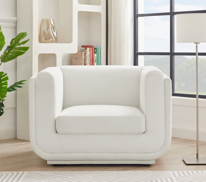 Kimora Linen Textured Fabric Upholstered Chair in Cream - 151Cream-C