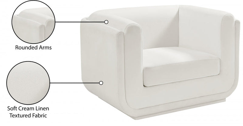 Kimora Linen Textured Fabric Upholstered Chair in Cream - 151Cream-C