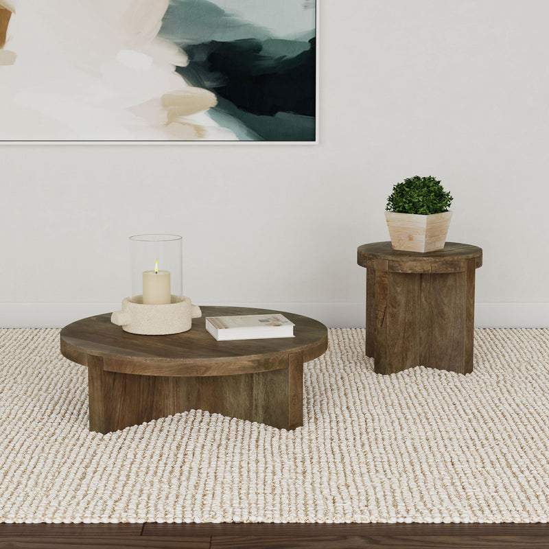Kinkaid Round Solid Mango Wood Coffee Table Brown - 710138